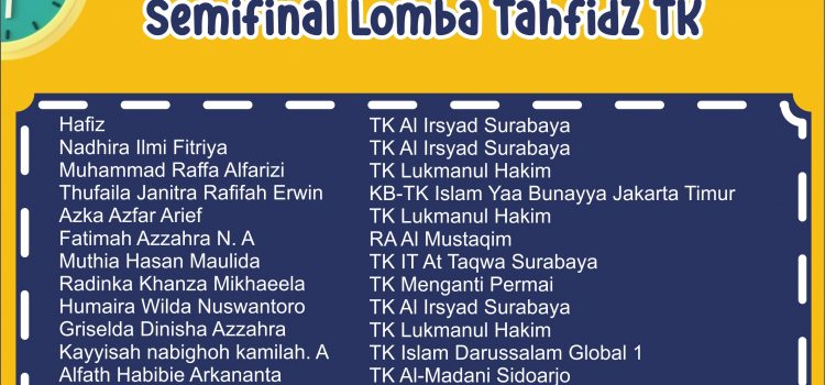 Selamat ya!! Peserta Lomba Tahfidz yang LOLOS dari Babak Penyisihan